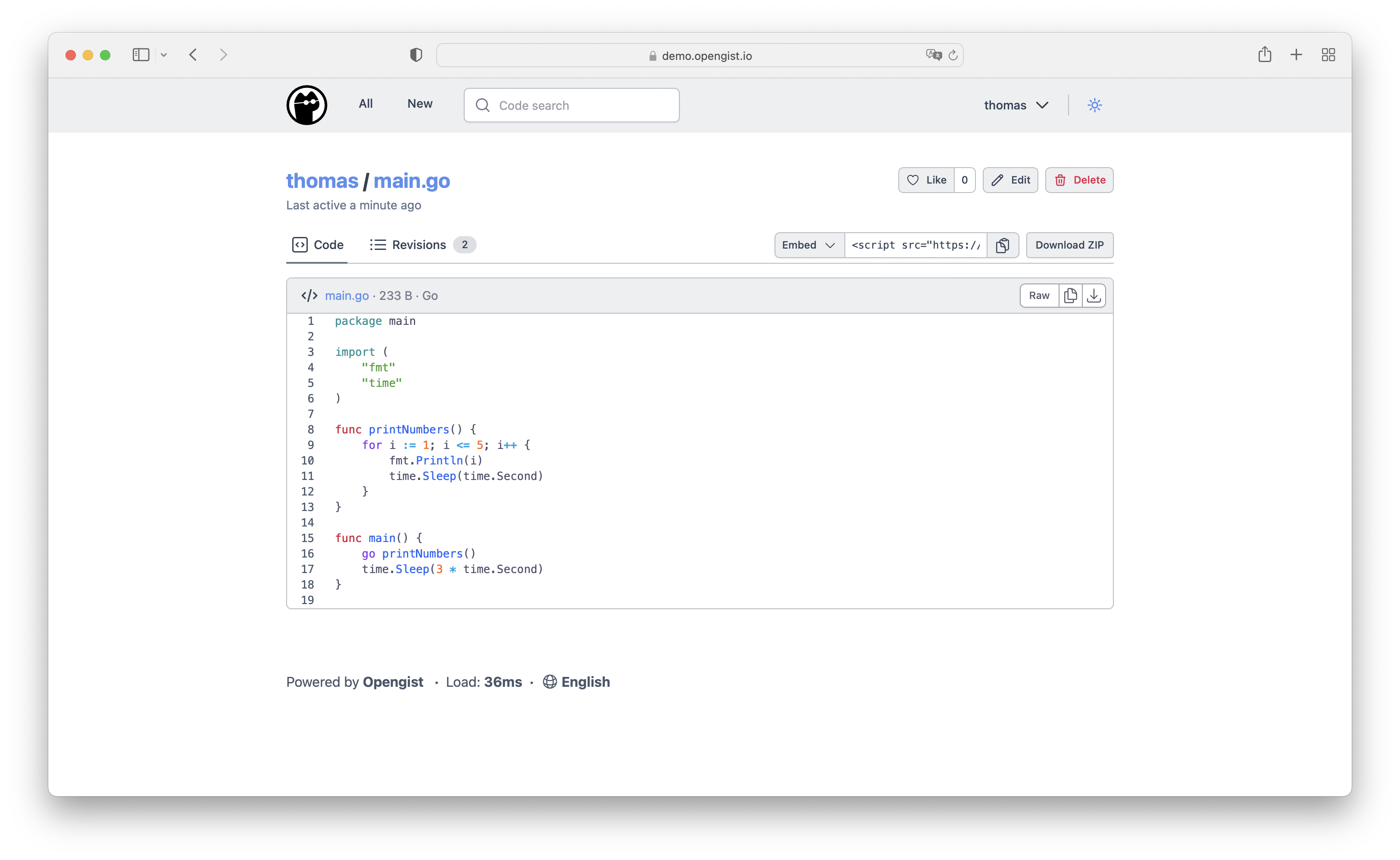 OpenGist Screenshot