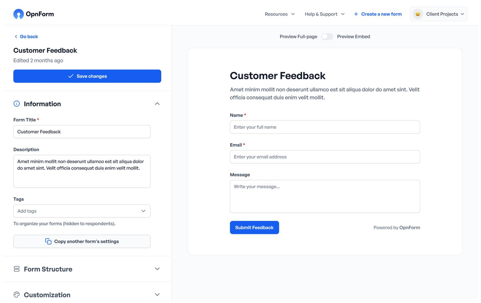 OpnForm Screenshot